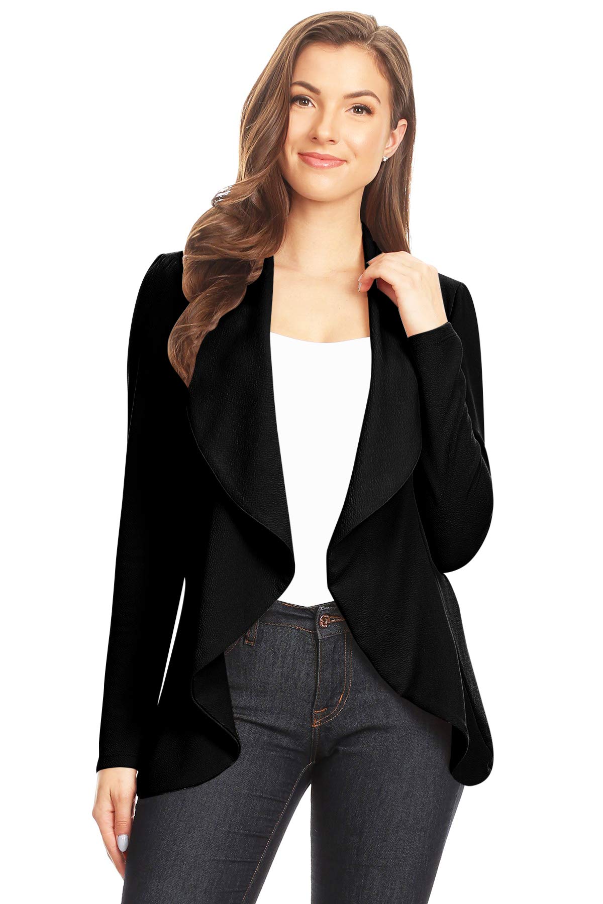 Women's Classic Draped Open Front Blazer Casual Workwear Long Sleeve Jacket