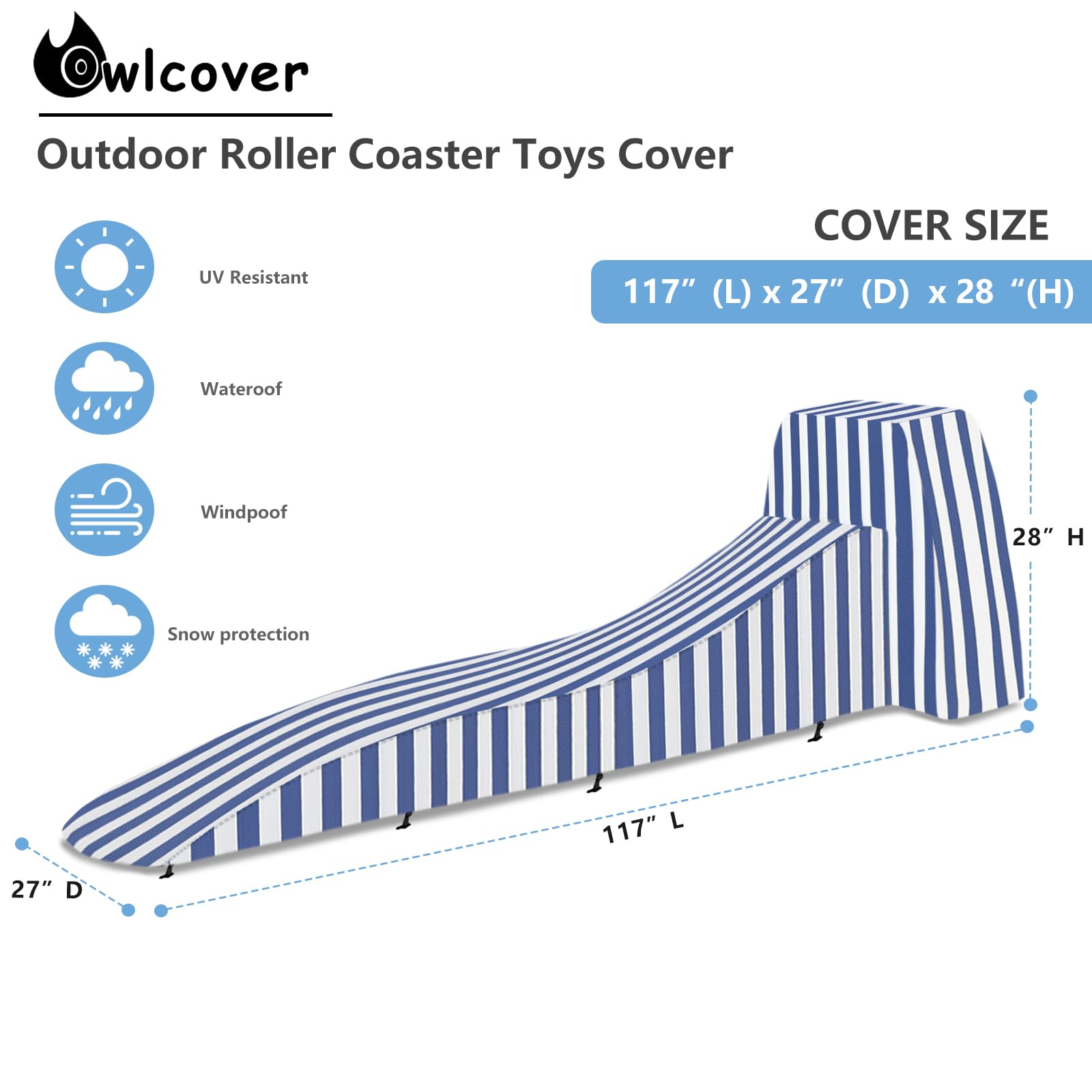 Owlcover Toddler Roller Coaster Cover,Waterproof Dust Proof Anti-UV Outdoor Roller Coaster Toys Cover,Kids Roller Coaster Cover,Blue(Cover Only)