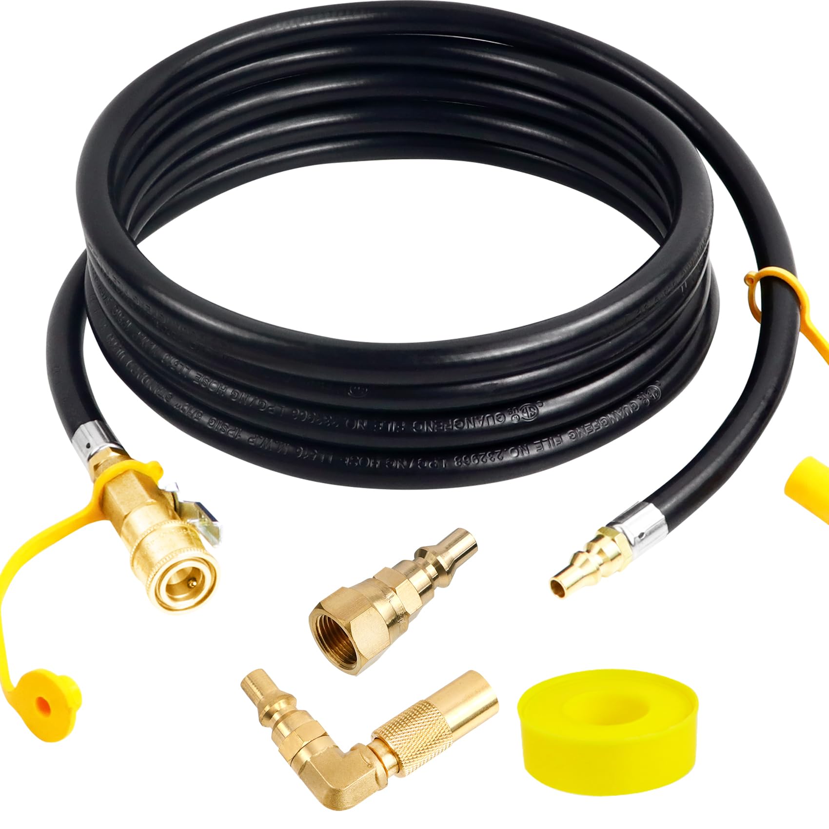 Iococee Upgraded 12FT RV Quick Connect Propane Hose for RV to Grill, Low Pressure Quick Connect Propane Hose with Elbow Adapter for 17" and 22" Blackstone Griddles/Grills