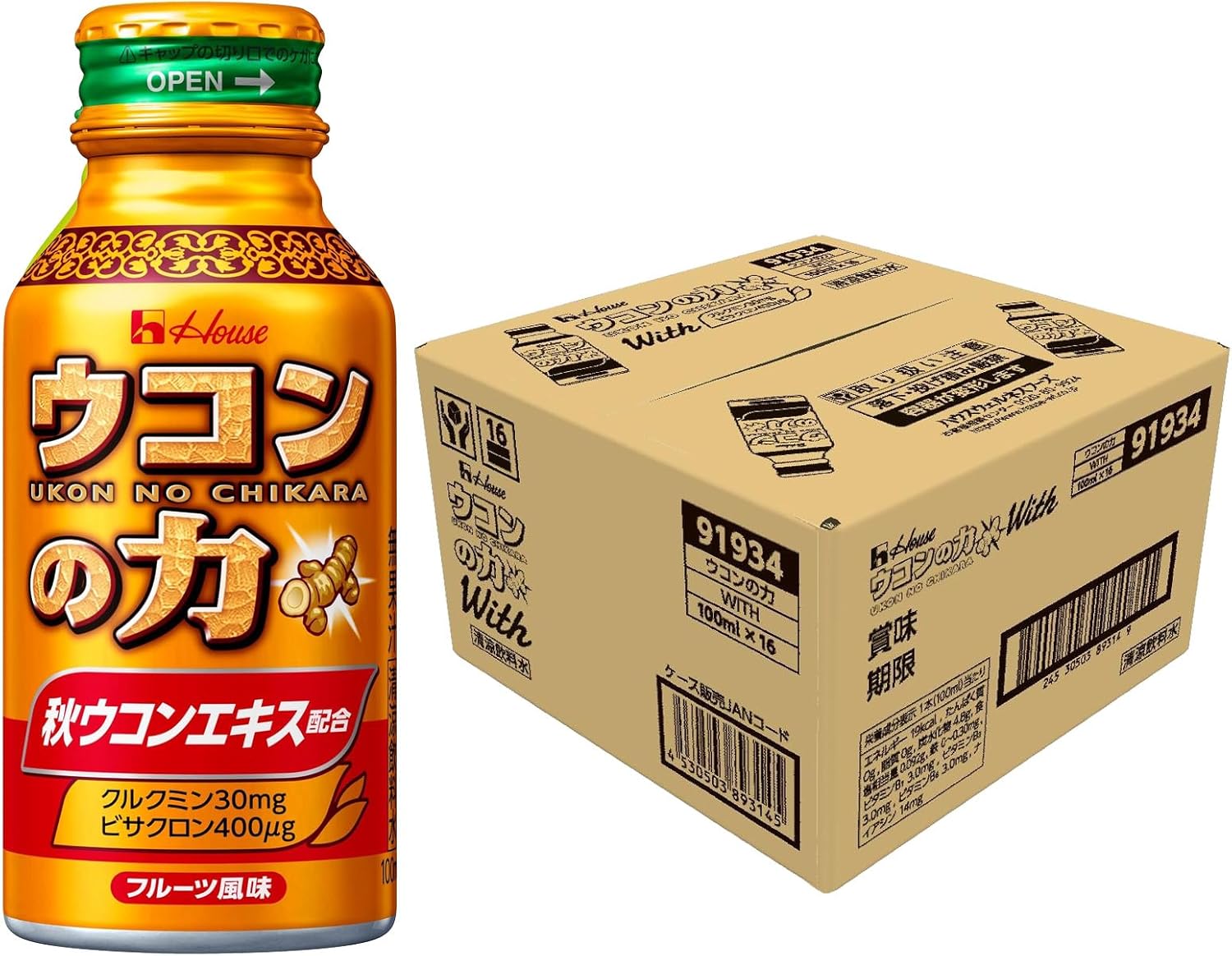 【Amazon.co.jp限定】 With(ウィズ) ウコンの力 ウコンエキスドリンク100mlx16本入り ハウスウェルネスフーズ