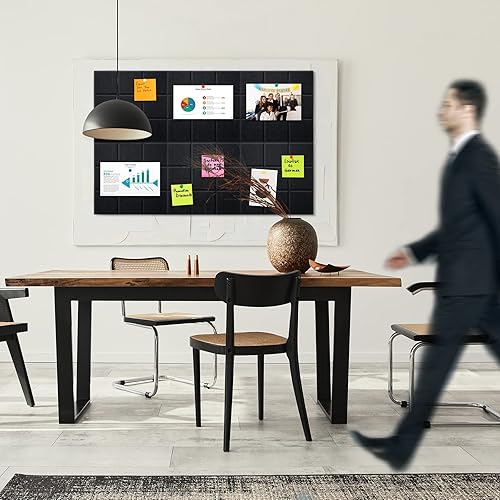 Miniatura 2 de 12 tablones de anuncios de fieltro grandes de 11.8 x 11.8 pulgadas para pared, azulejos cuadrados de fieltro con 60 pasadores de empuje, tablero de