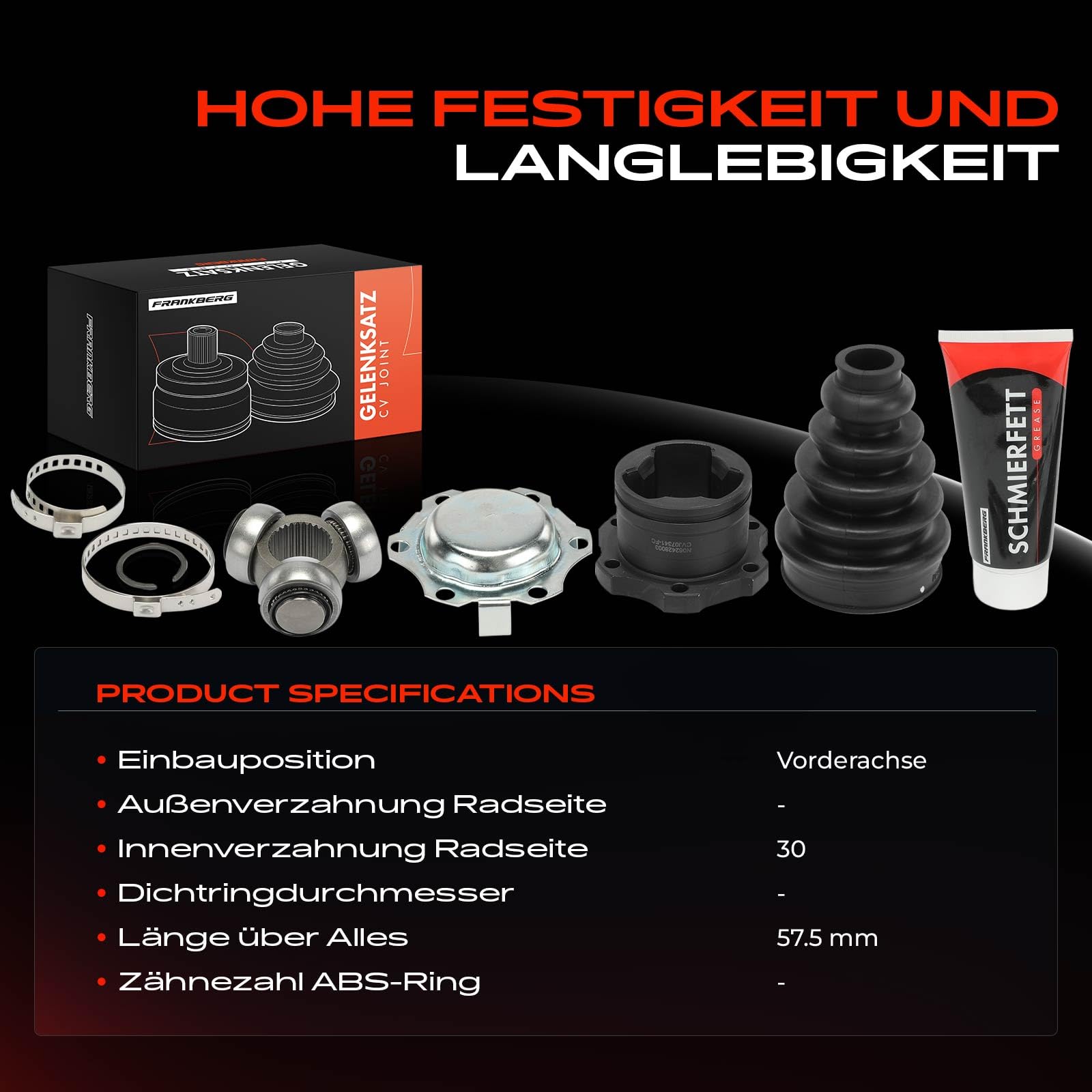 Frankberg Gelenksatz Getriebeseitig Vorne Kompatibel mit A3 8L1 1.9L 1996-2001 A4 800 2.0L 2000-2004 Golf IV 1J1 1.6L-2.3L 1997-2005 Polo 6N2 1.4L 1999-2001 Replace# 6Q0498103D