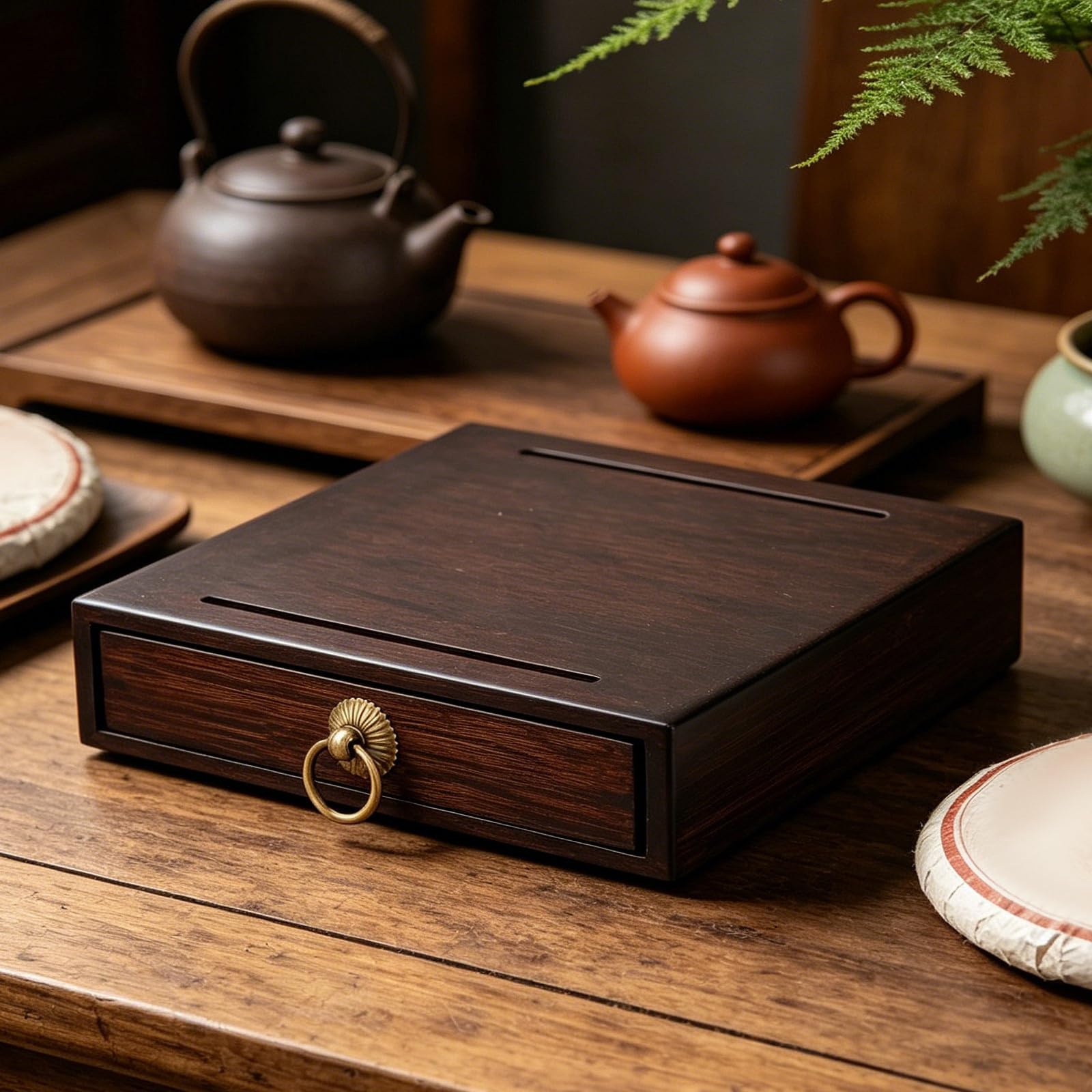 Scatola Cassetto in Legno Vintage a Scomparto Marrone
