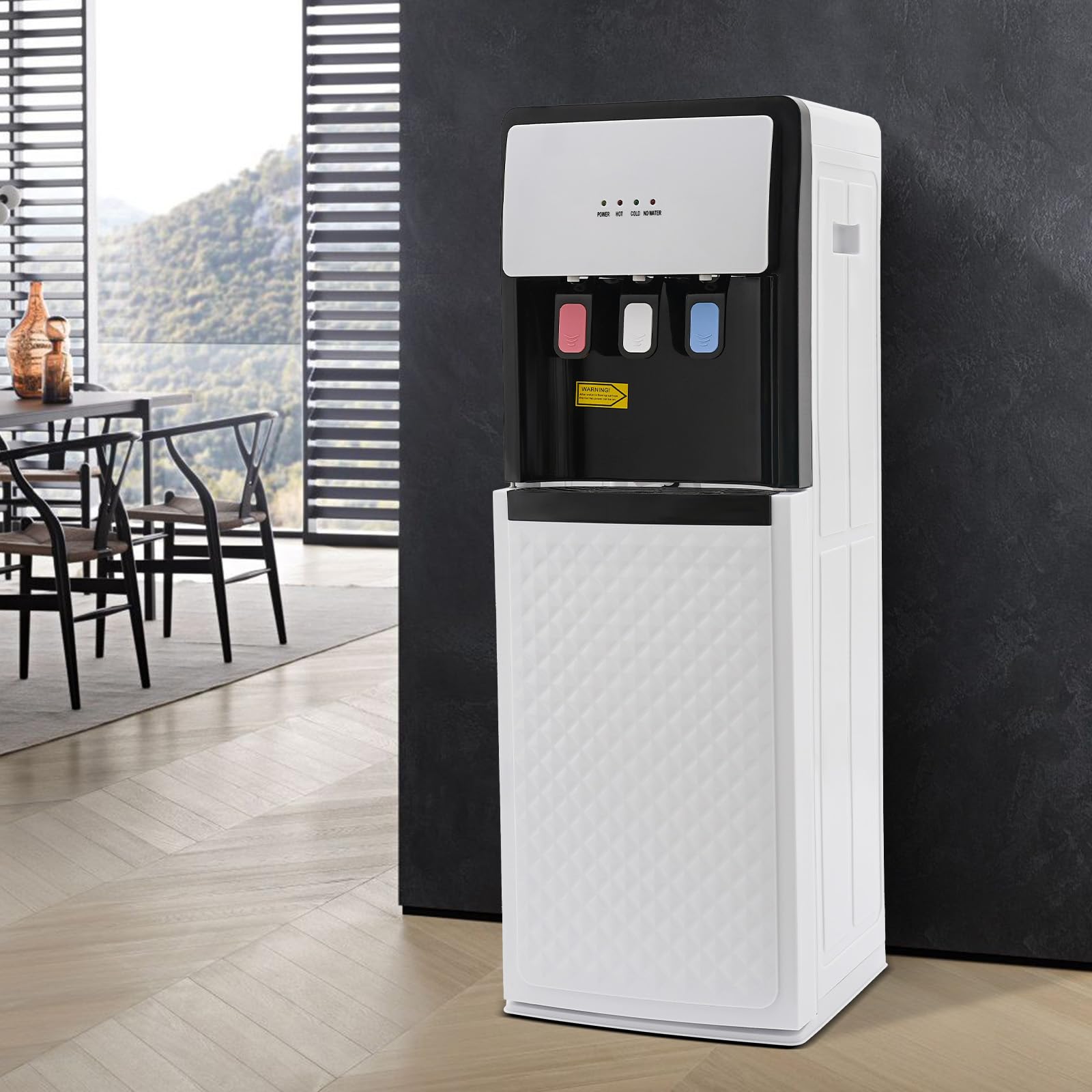 HEZHHA Bottom Loading Water Dispenser, 5 Gallon Vertical Hot and Cold Water Dispenser, Static Jet Temperature Protection for Home, Kitchen and Office (White)