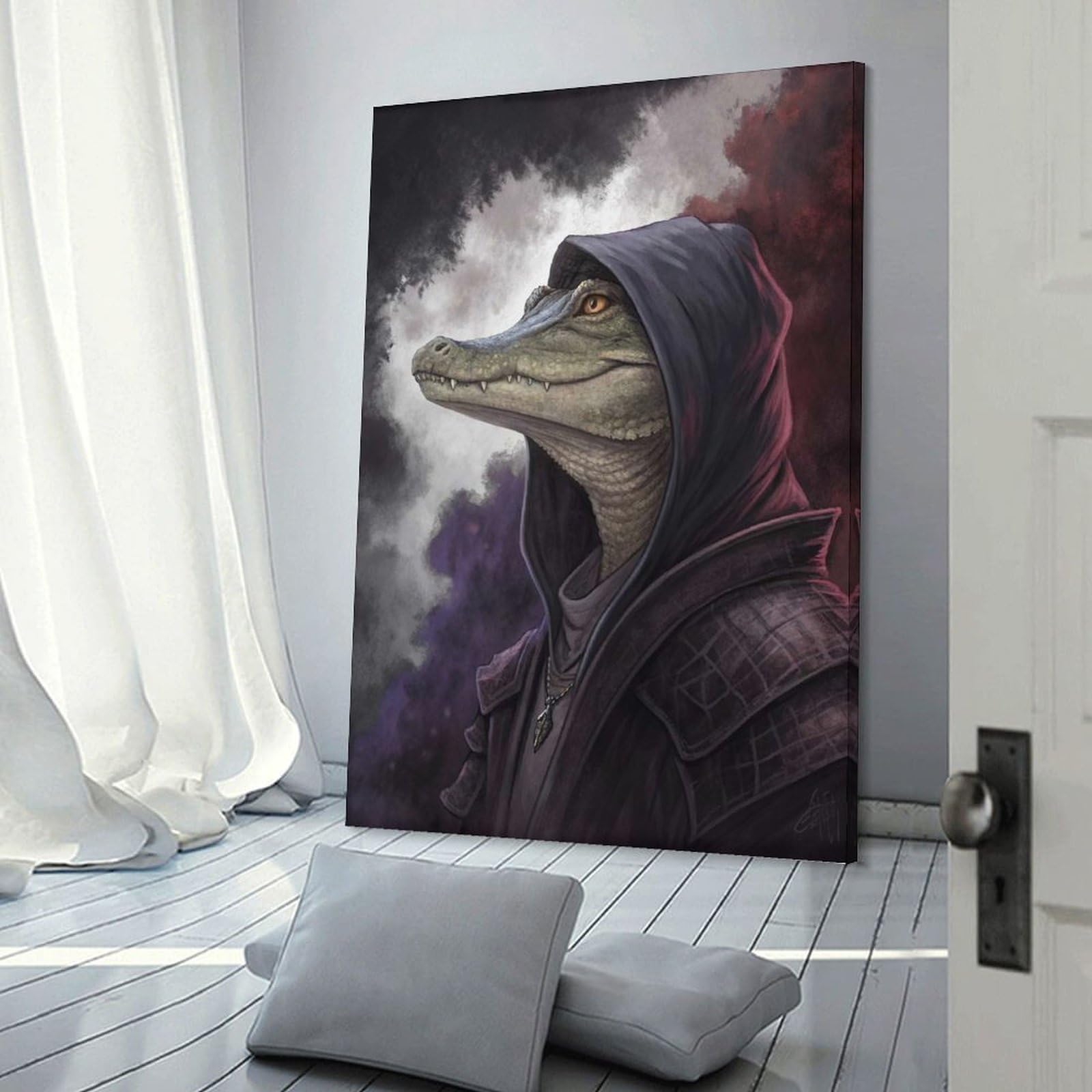Junmoney Mysterious Alligator Wizard Canvas Wall Decor 24x36inch(60x90cm), for Workspace Walls, Study Corners Or Bedrooms, Decorative Artwork for Productive Spaces