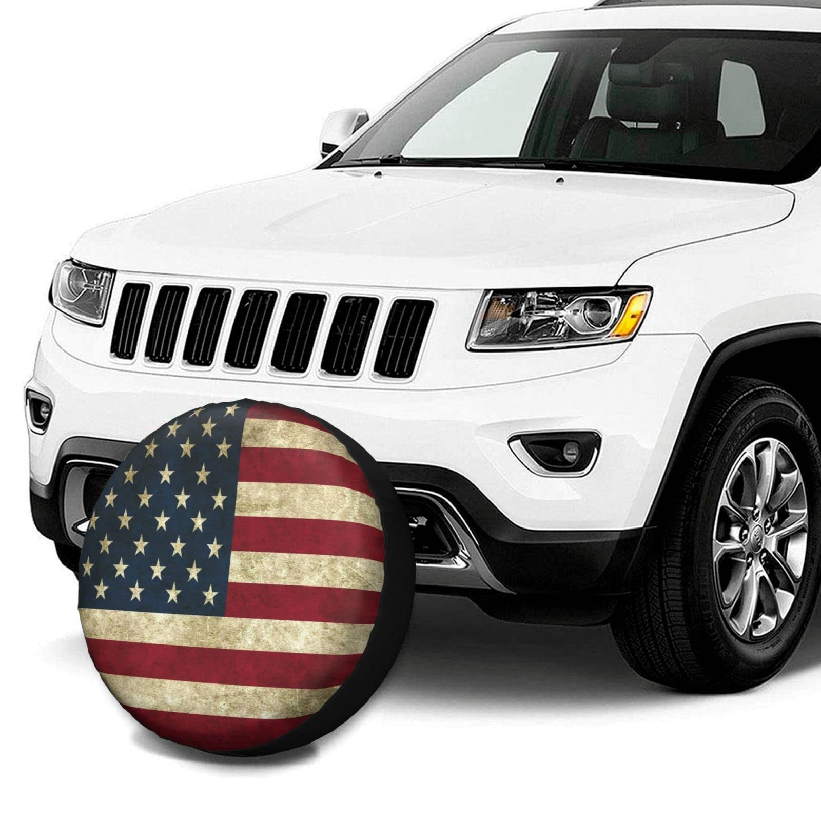Cubierta de llanta de repuesto para bandera americana retro 01, impermeable, a prueba de polvo, cubierta de neumático UV para Jeep, remolque, RV, SUV y muchos vehículos de 17 pulgadas