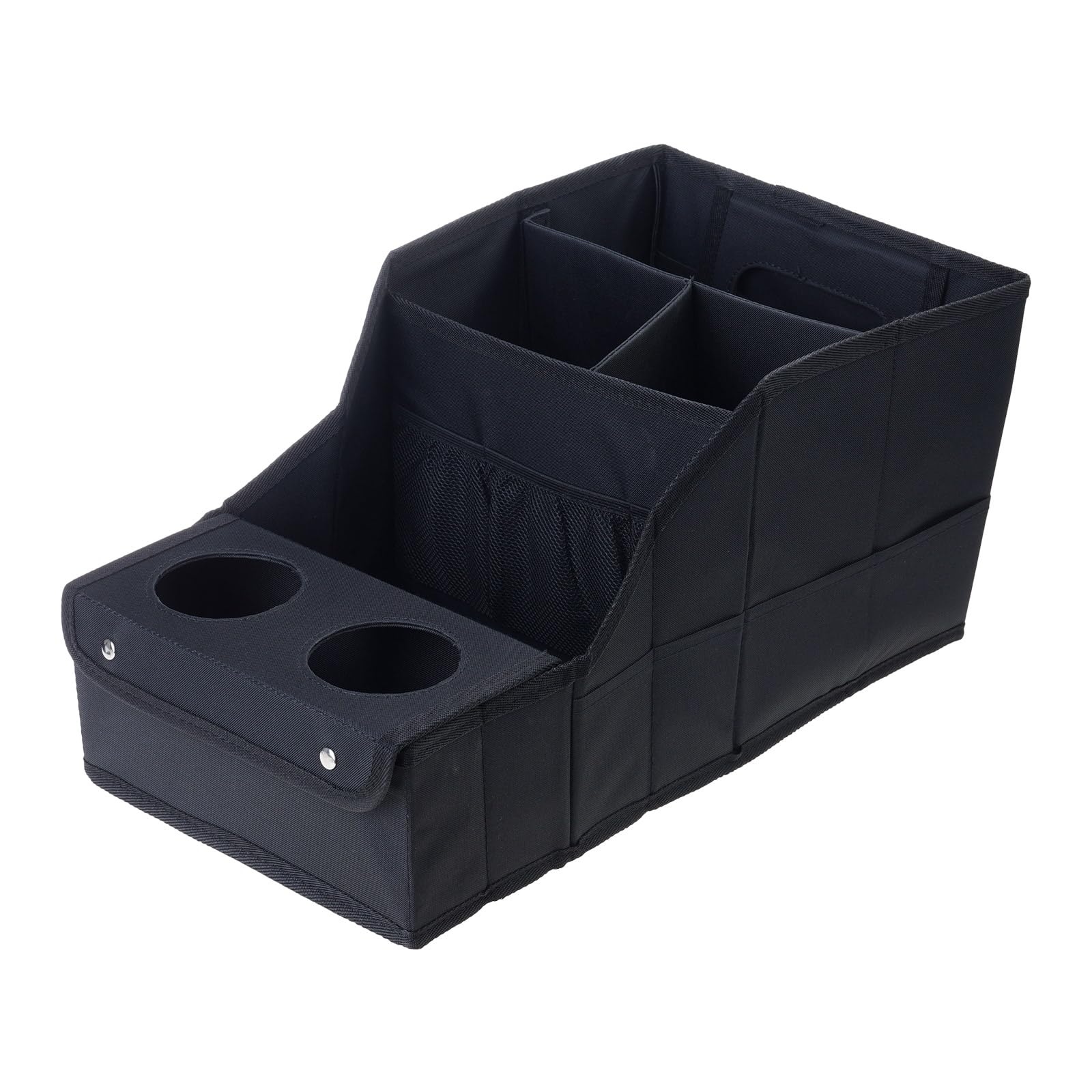 Organizzatori per auto da viaggio su strada con doppio slot per bevande 4 sezioni di archiviazione per accessori da viaggio per la famiglia Supporto posteriore del sedile contenitore del