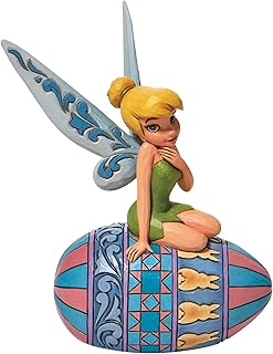 Enesco Jim Shore Disney Traditions Peter Pan Tinker Bell Sitting on Easter Egg Figurine, 6.1 Inch, Multicolor
