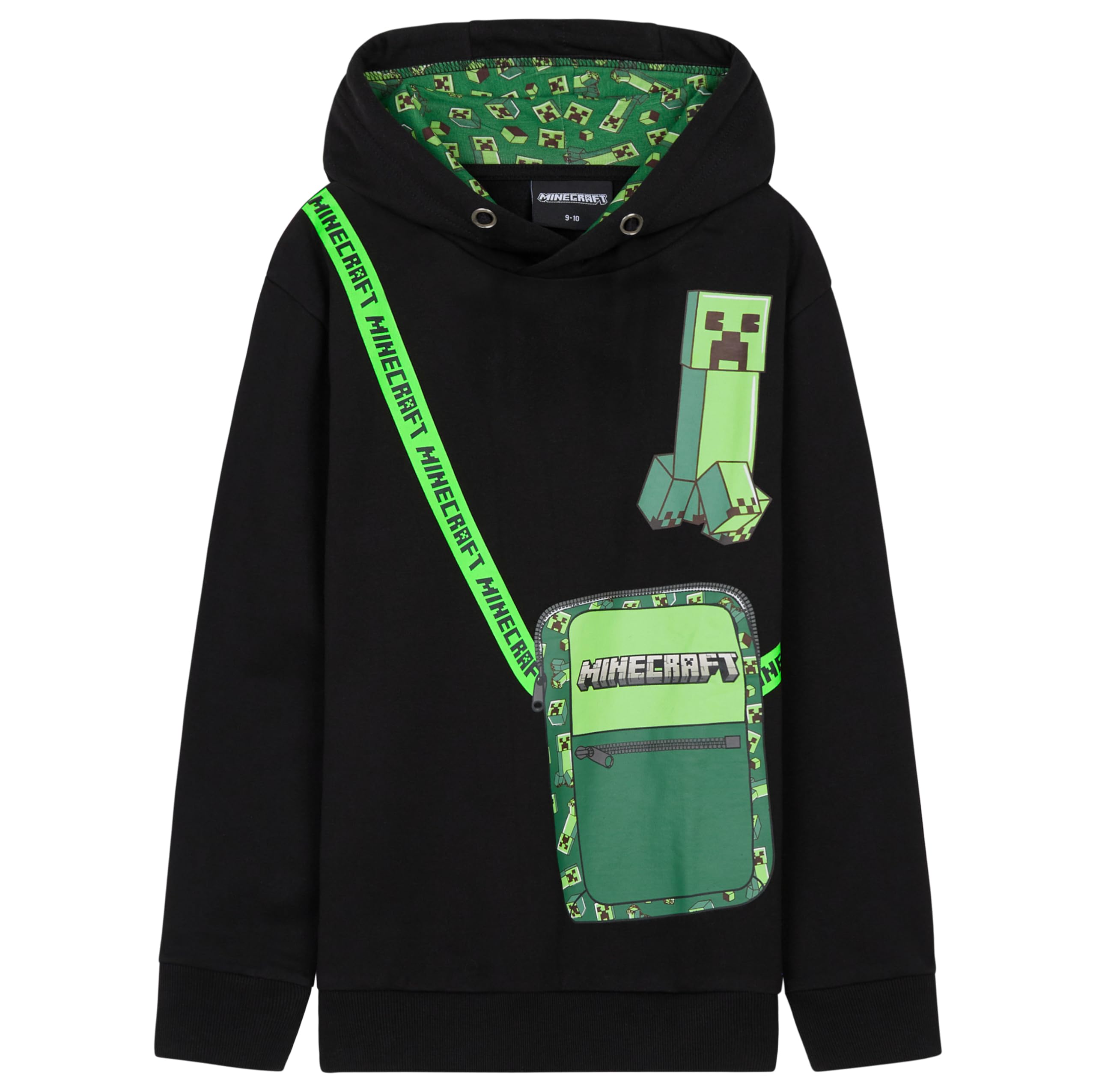Minecraft Kids Graphic Zip Up Hoodie - Black - 9-10 Years