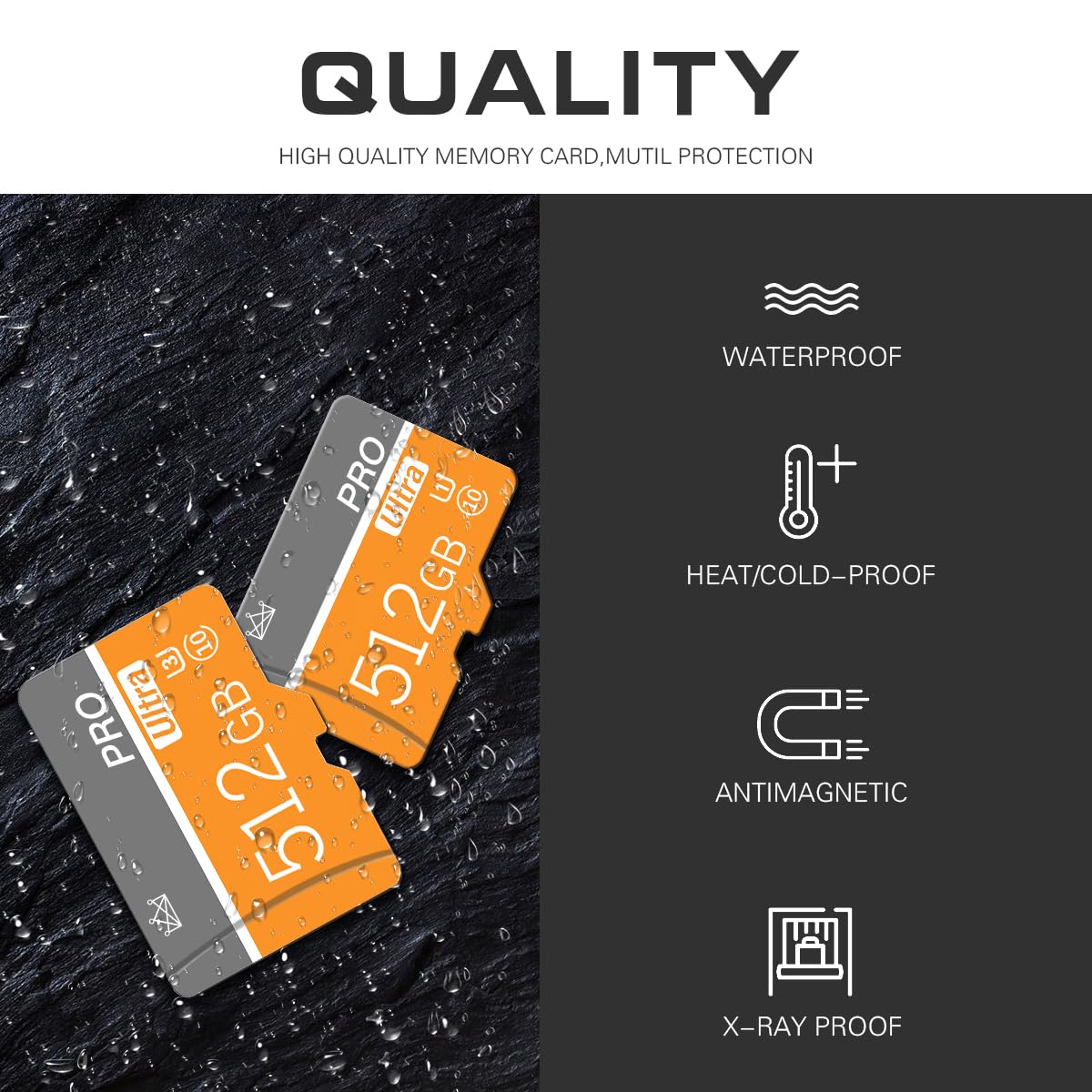 512GB Karta pamięci Micro Class 10 512GB Karta Micro SD z adapterem SD Wysokoprędkowa karta pamięci do tabletu, aparatu, drona