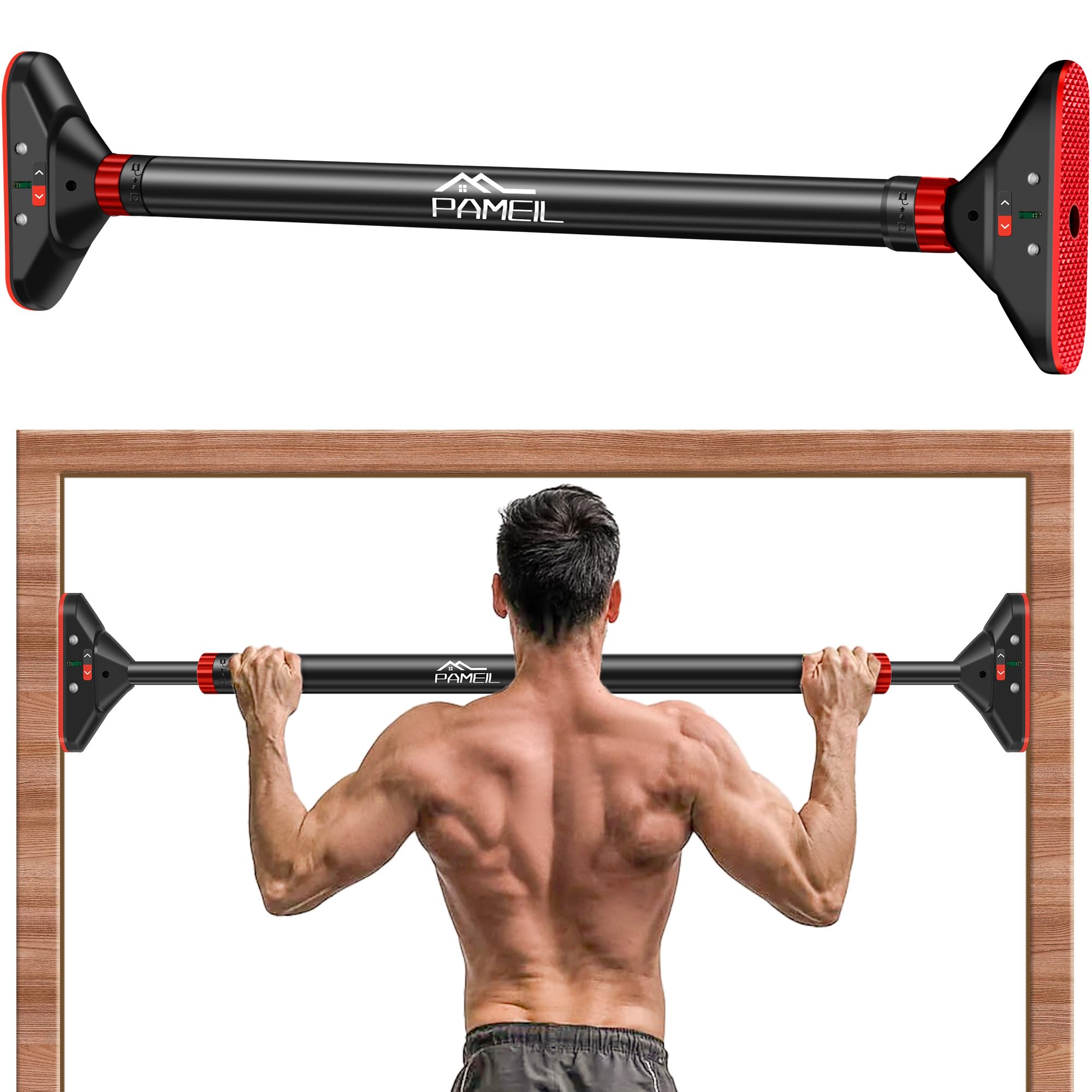 Klimmzugstange Türrahmen, Pull Up Bar Tragkraft bis 200 Kg, Reckstange Ohne Schrauben 75-94cm Ausziehbar