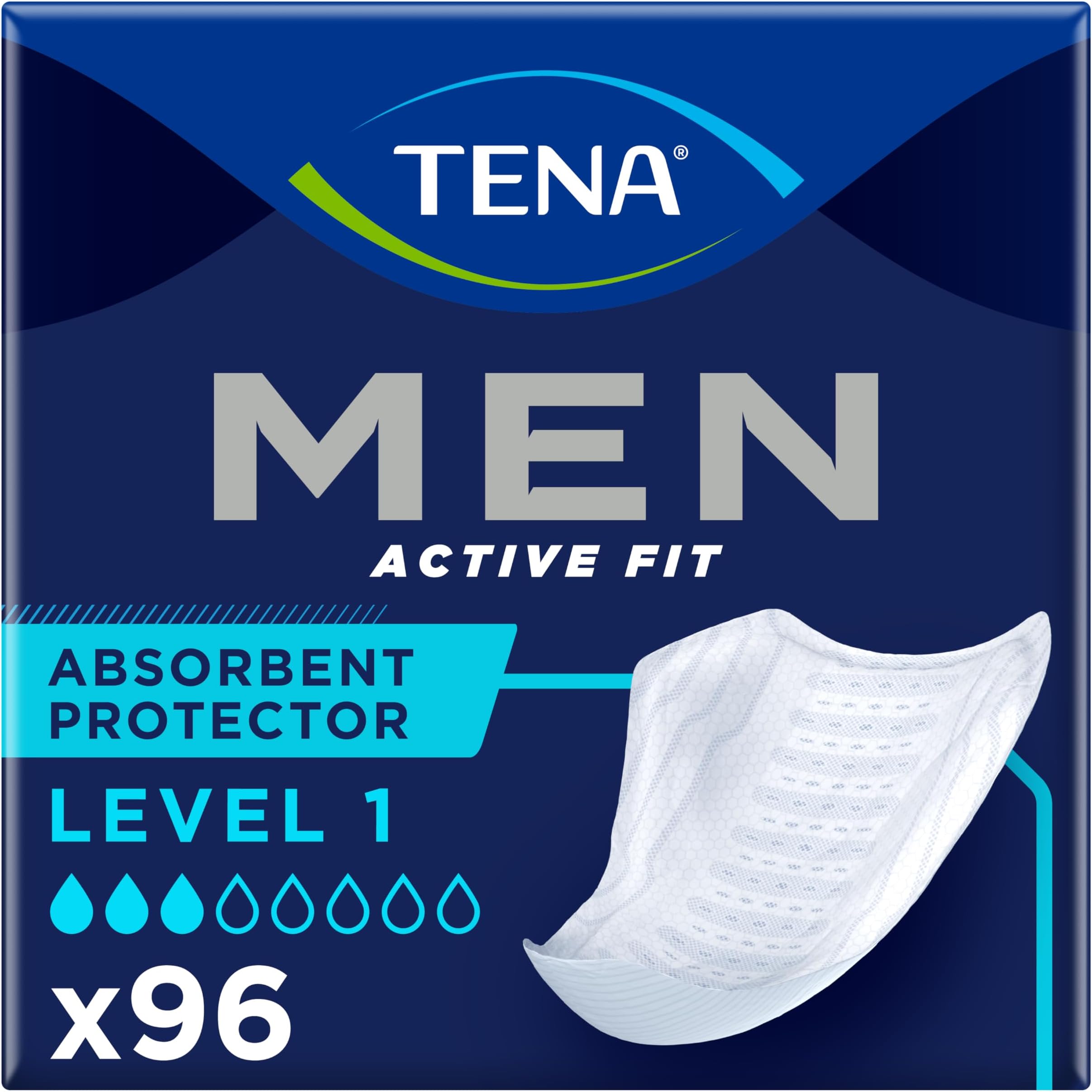 TENA for Men Level 1 Incontinence Protector Maximum Guard Incontinence Pad for Men (4 Pack of 96)