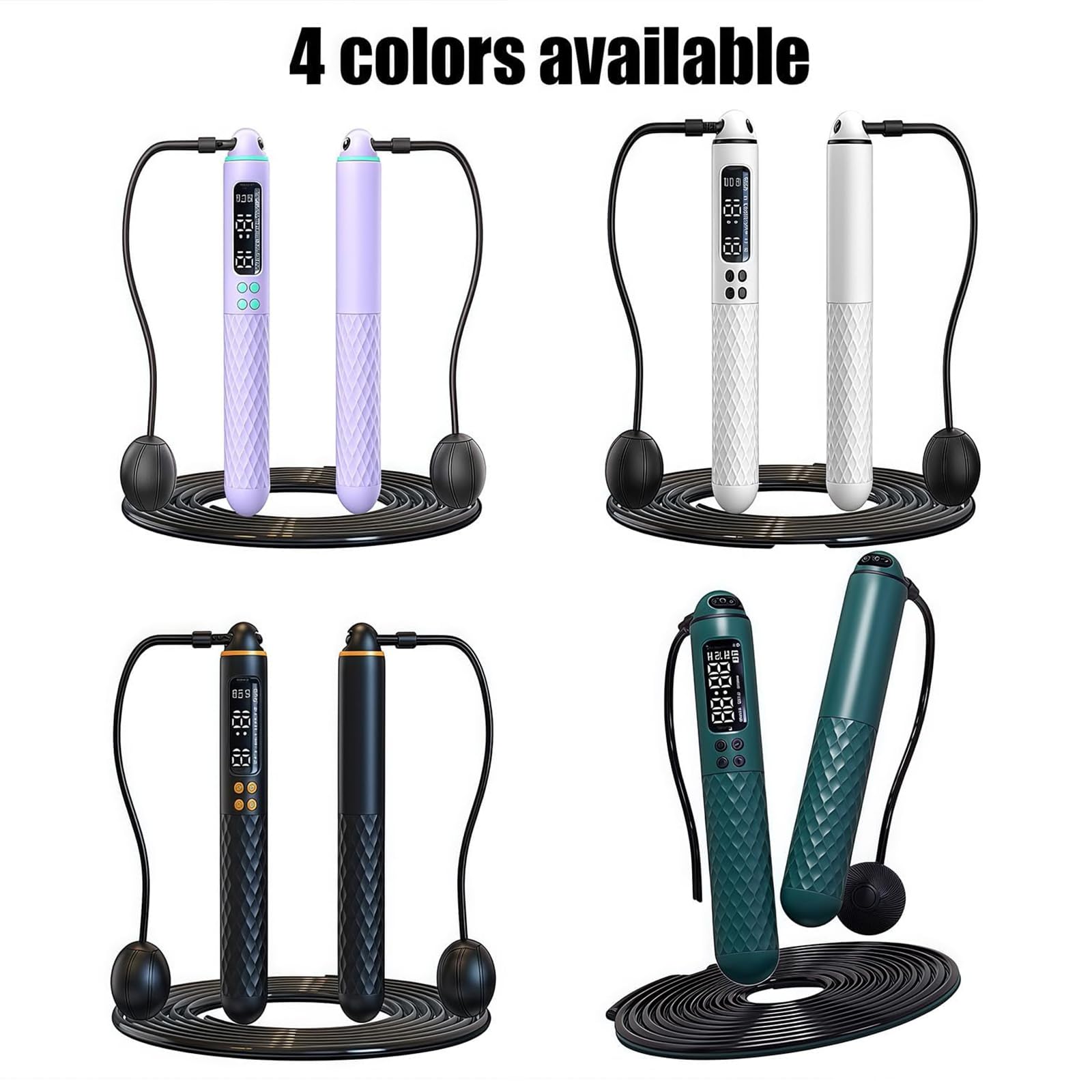 Cuerda de saltar inteligente con contador, cuerda de fitness pesada con pantalla LCD, cable de acero ajustable para entrenamiento en interiores y exteriores, dispositivo de entrenamiento de