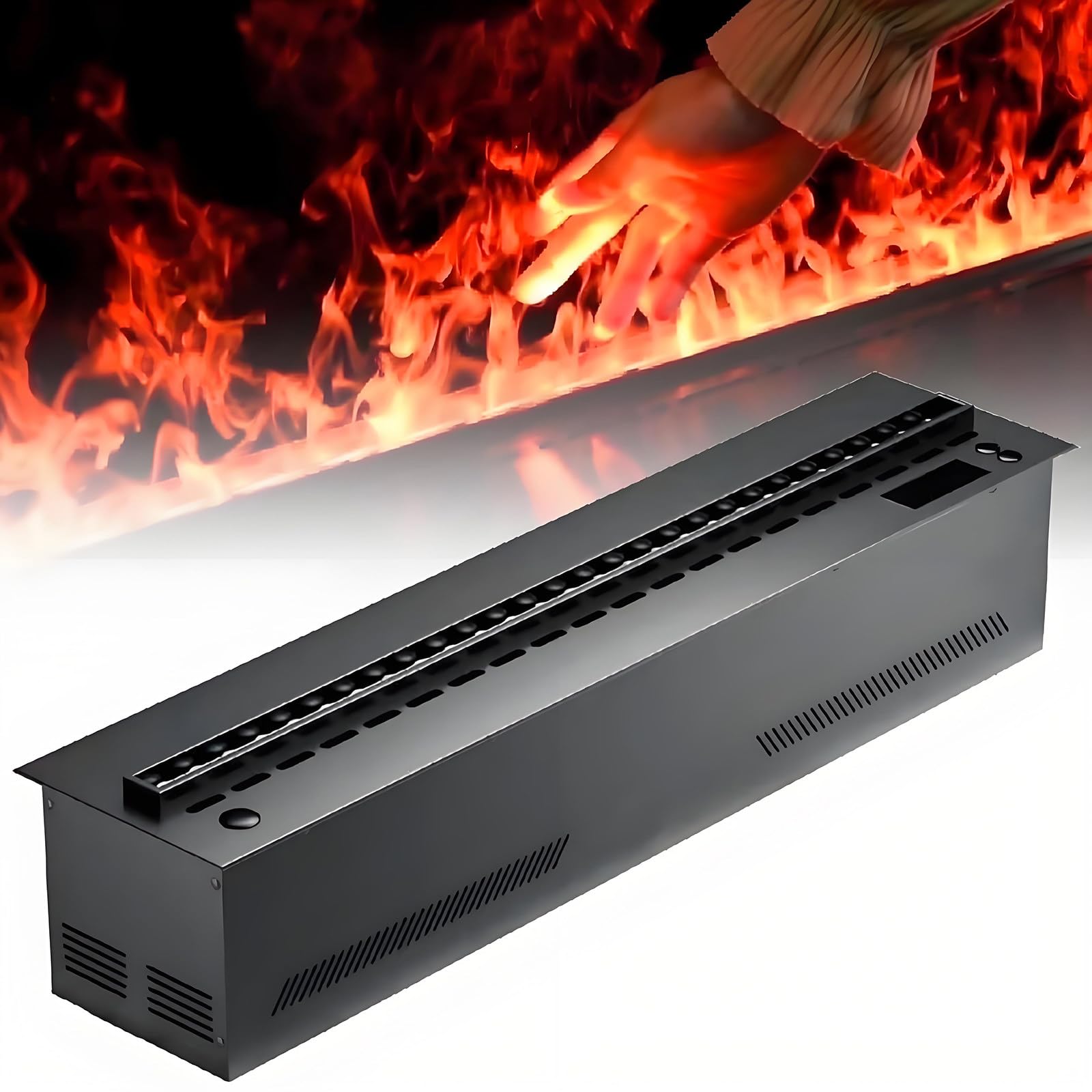 Cheminée électrique 3D à Vapeur D'eau, Humidificateur Encastré Avec Application, Télécommande, Commande Tactile, Couleurs Et Vitesse De Flamme Réglables, Humidificateur à Remplissage Automatique,80cm