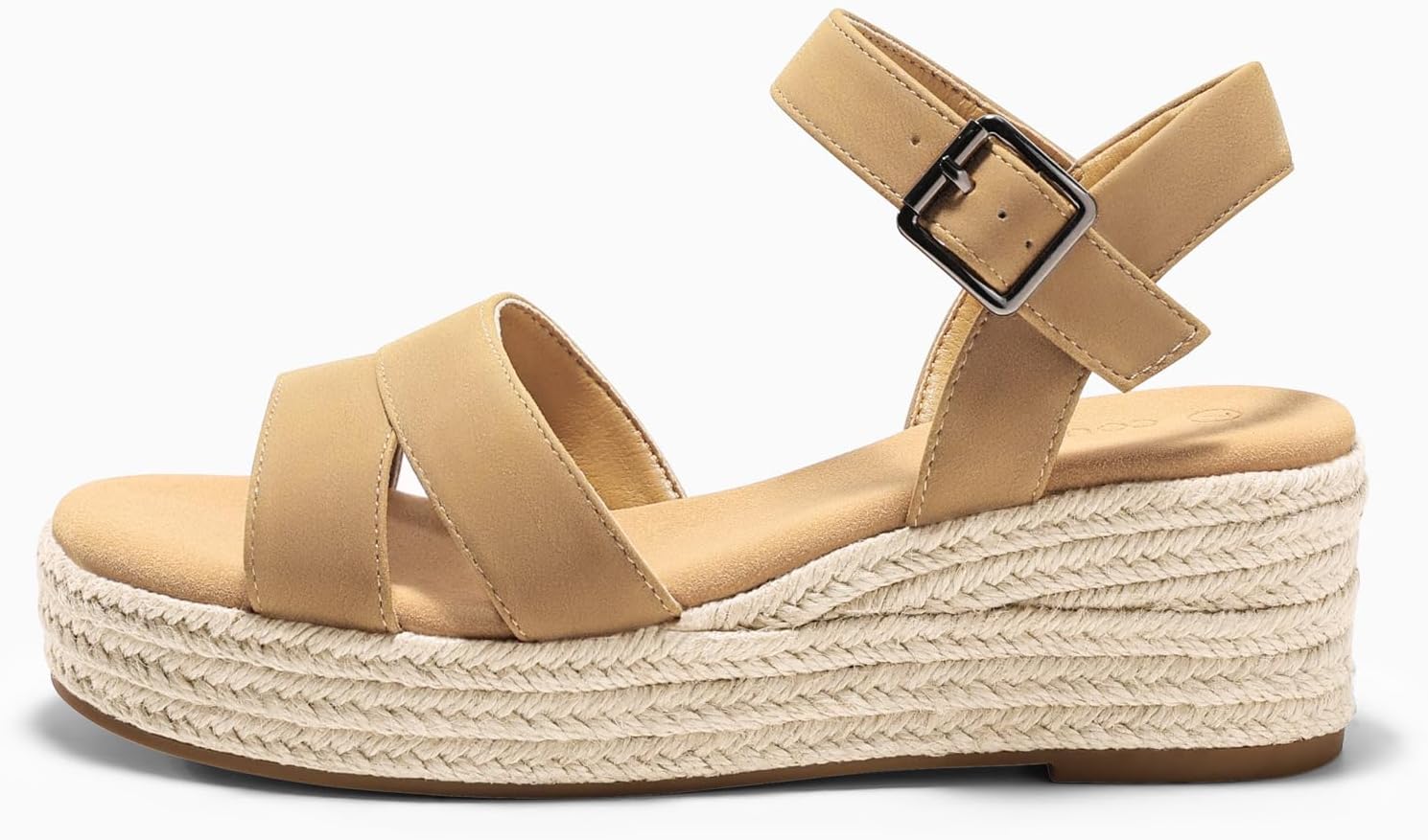 Coutgo Womens Wedge Platform Sandals Espadrille Heels Open Toe Buckle Ankle Strap Summer Shoes - Image 4