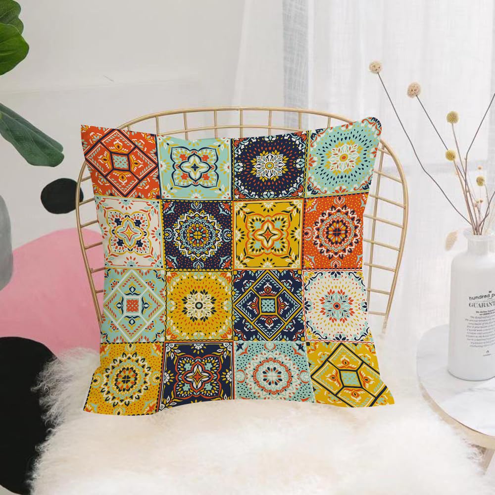 HYOSXW Cushion Cover,Throw Pillow Case Home Decorative for Living Room Bedroom Sofa Chair 16X16 Inch,Indian patchwork. Azulejos portugal. Turkish ornament. Moroccan tile mosaic. Ce,Pillowcase 40X40cm