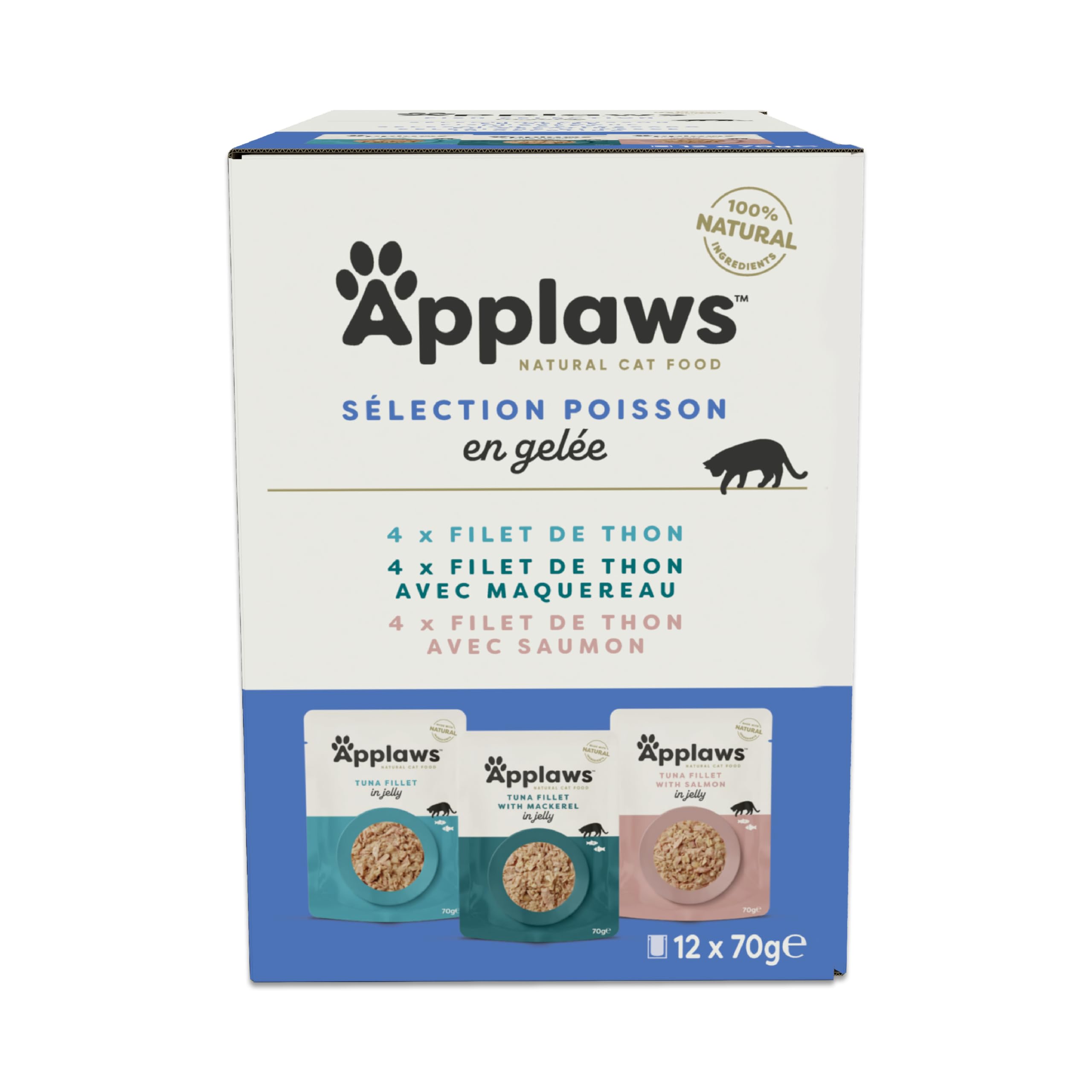Applaws Natural Wet Cat Tuna Fish Selection in Jelly Pack Contains 12 x 70g Pouches