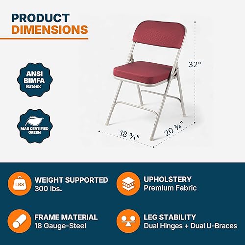 Miniatura 16 de OEF Furnishings Serie OEF3200 Sillas plegables de vinilo de alta calidad, resistentes, de grado industrial, asiento ultra acolchado de 2 pulgadas,