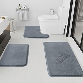 HUXMEYSON Bathroom Rugs Sets 3 Piece, Non-Slip & Quick Dry Bath Mat Set,...