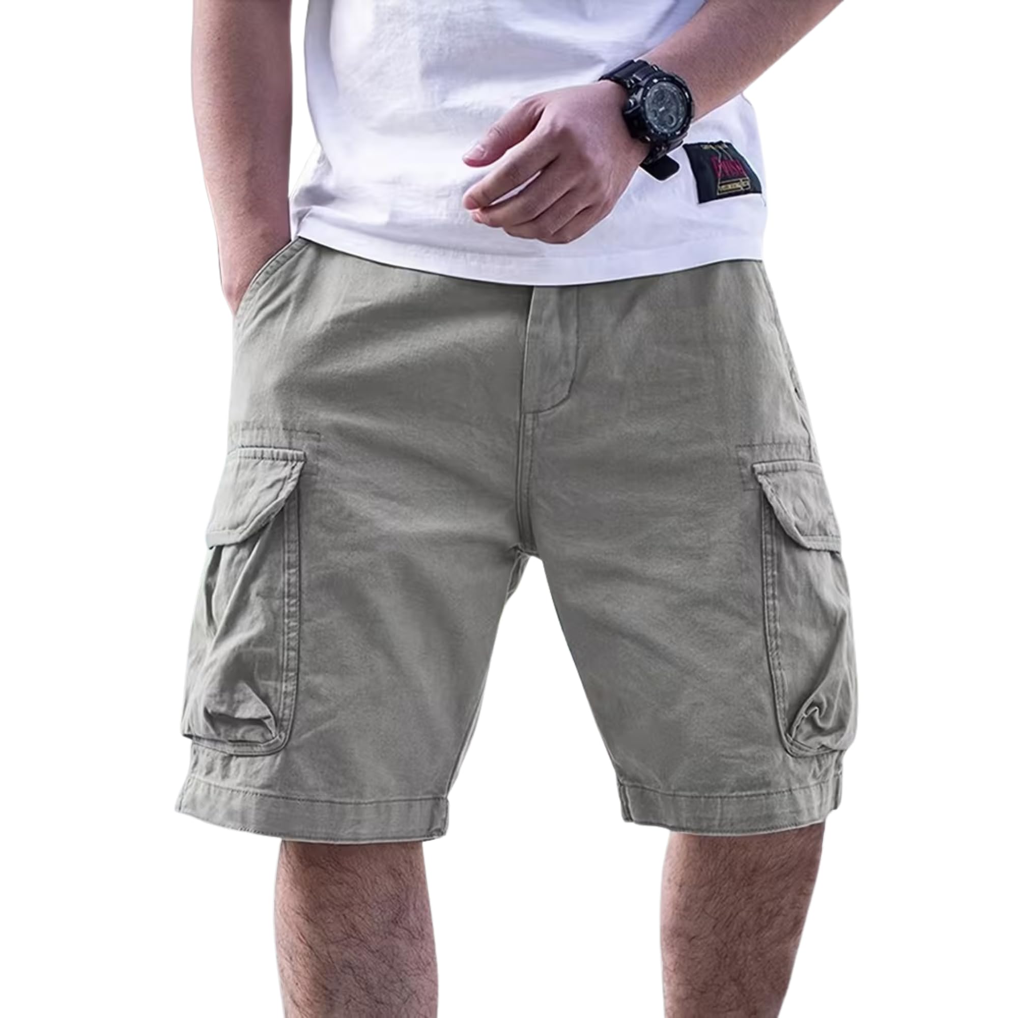 Men Cotton Cargo Shorts Casual Regular Fit Knee Length Multi Pocket Utility Shorts for Travel Outdoor Summer Wear Comfortable Durable Daily Use-image-33