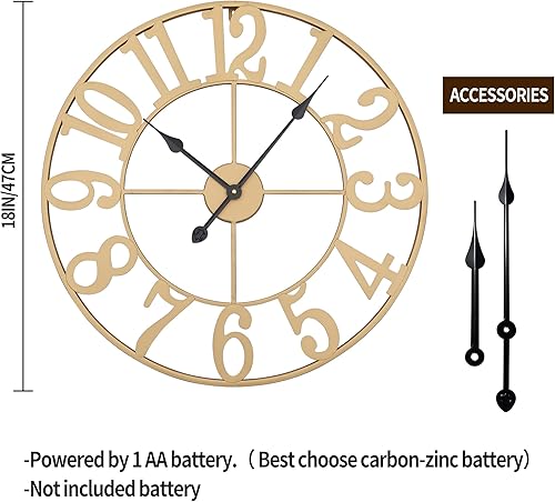 Vista 89 de Large Wall Clock, Metal Retro Roman Numeral Clock, Modern Round Wall Clocks Almost Silent, Easy to Read for Living Silver