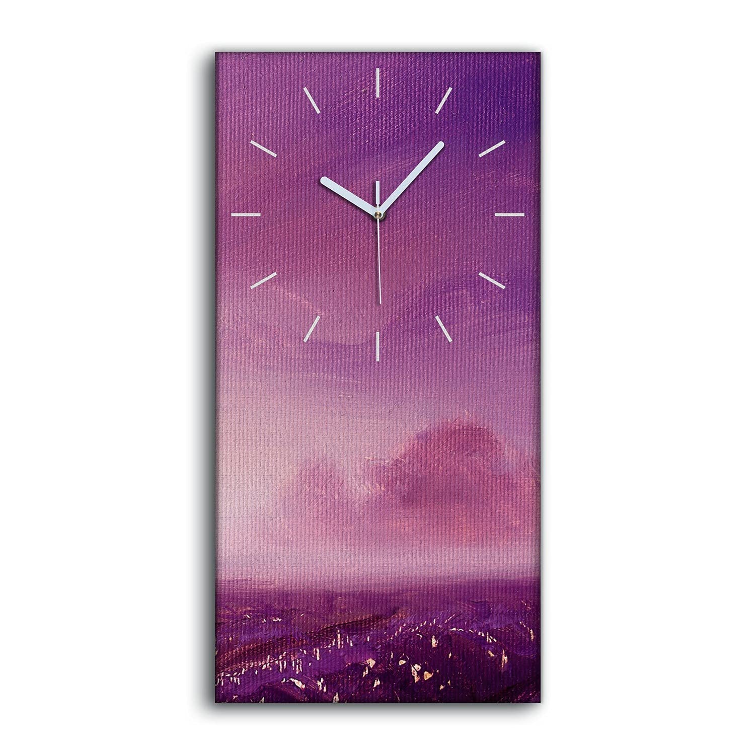 Horloge sur toile avec aiguilles blanches au motif de fleurs abstraites