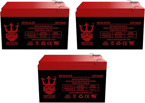 Neptune 12V 15AH F2 Replaces Razor 15165070 MX650 Dirt Rocket - 3 Pack