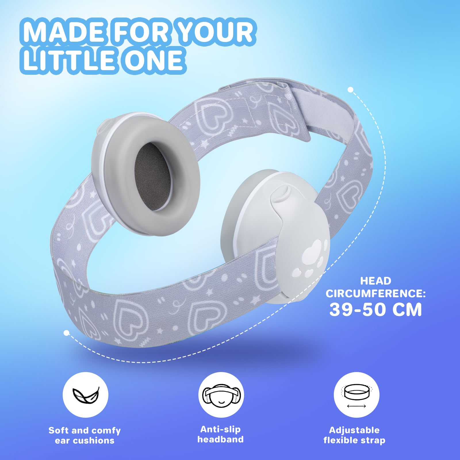YANKUIRUI Cuffie Antirumore per Bambini con Riduzione del Rumore, Protezione Acustica Professionale per Bambini da 0 a 36 Mesi, Riduce i Danni All'udito e Migliora il Sonno