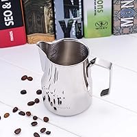Vista 5 de Easyworkz Jarra de café expreso al vapor de acero inoxidable de 15 onzas para espumar café Picther, jarra de leche, taza de arte de capuchino