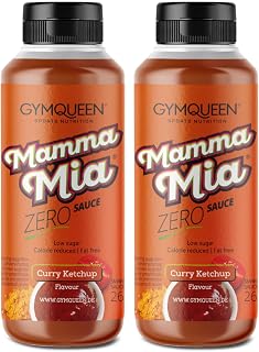 GymQueen Mamma Mia Zero Sauce 2x265ml, Curry Ketchup, kalorienarm, ohne Fett & ohne Zucker, zum Verfeinern von Gerichten oder als Salat-Dressing, vegetarisch