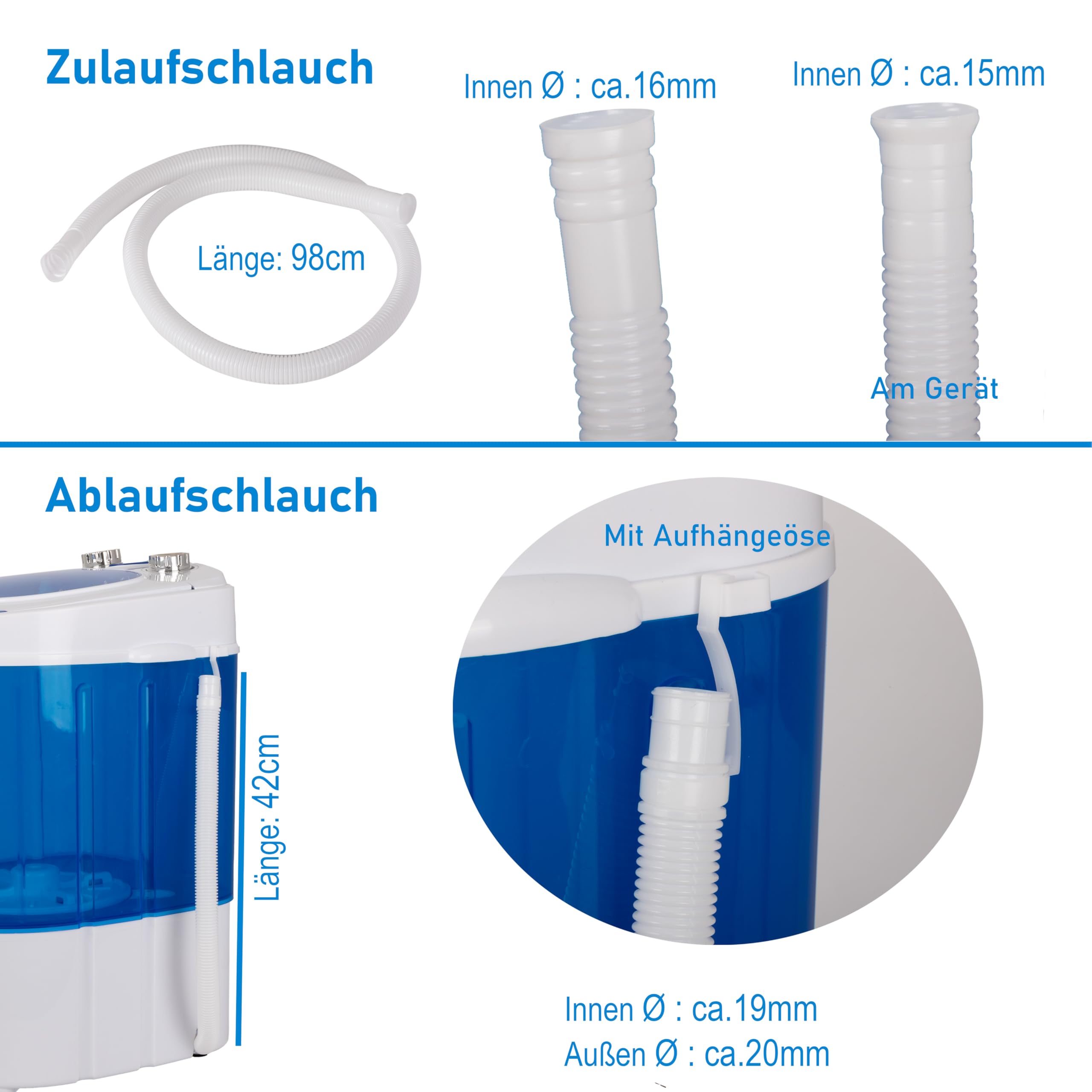 Mini Waschmaschine 25 Liter 580 Watt mit Schleuder 3 kg Wäsche Reise Camping Mobile