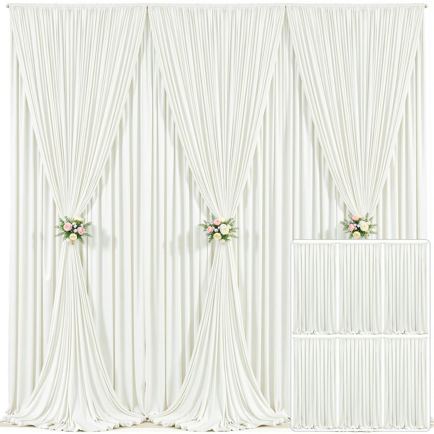 10x10 Champagne Backdrop Curtain for Parties Wedding Baby Shower Wrinkle Free Photo Curtains Backdrop Drapes Fabric Decoration for Bridal Shower 5ft x 10ft,2 Panels — view 84
