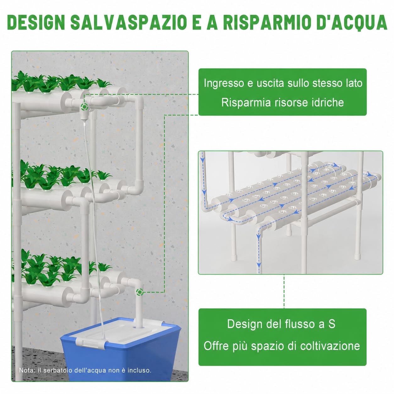 Hydroponic System Grow Kit 108 siti vegetali a 3 Strati in PVC, idroponico per Colture acquatiche,Piante da Giardino e esperimenti idroponici, 96 × 55 × 111 cm