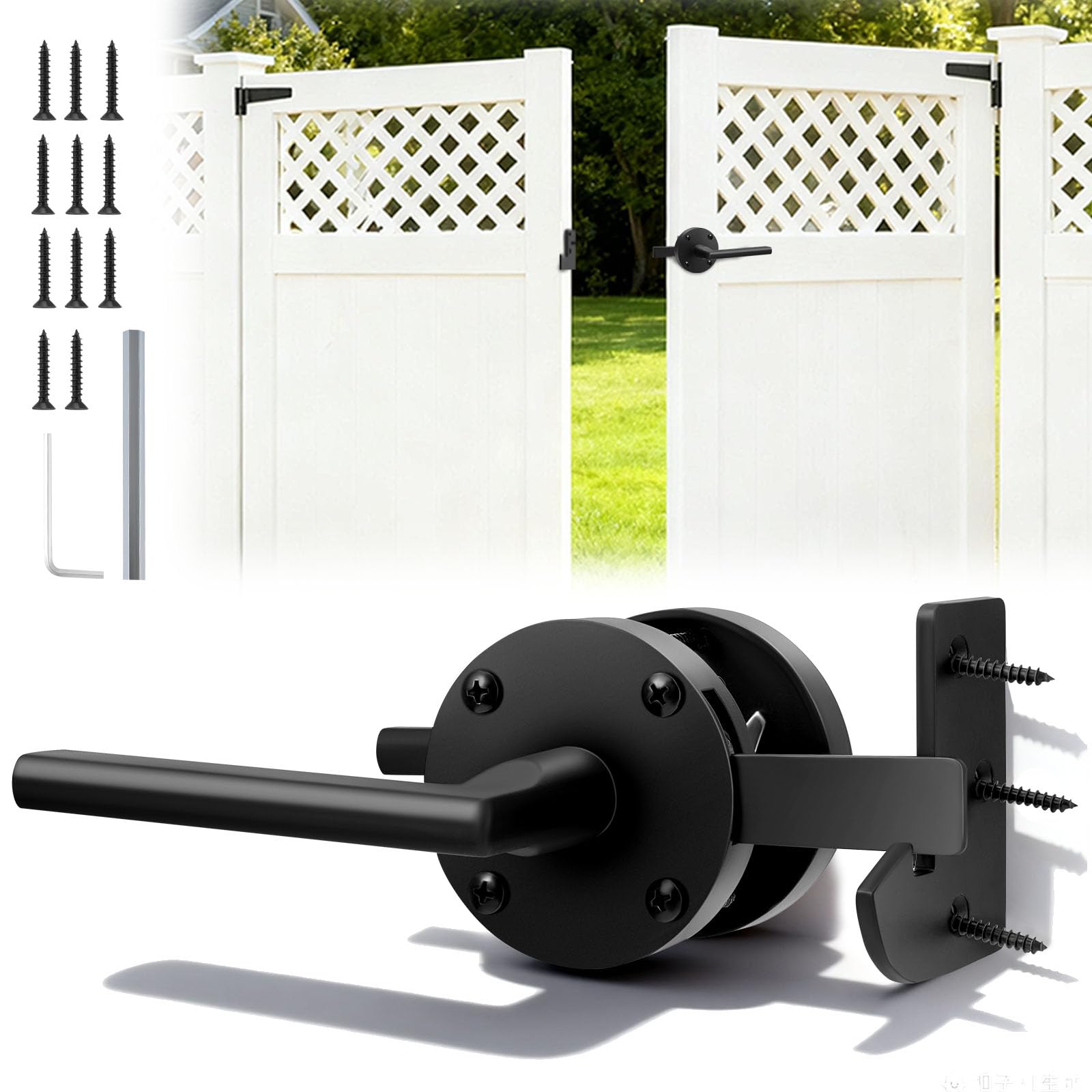 Double Side Gate Latch, Heavy Duty Swinging Door Latch for Wooden Fence, Aluminum Garden Gate Latch Hardware for Wooden Gates, Backyard, Garden, Shed Doors, Door Handles, Two-Way Door Locks