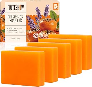 Persimmon Soap Bar for Old People Smell, with Green Tea Odor Eliminator | 5 PCS Effecitively Deodorizing Bar Soap Moisturizing Shea for Armpit, Smelly Feet, Whole Body