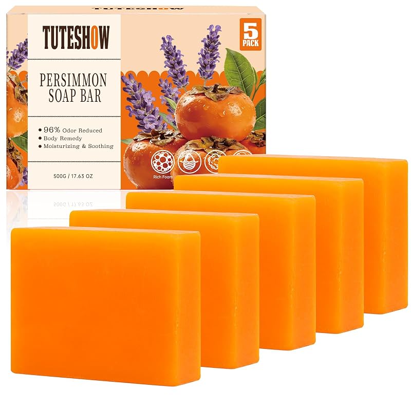 Sabonete em barra Tuteshow com extrato de caqui e chá verde, Pacote com 5