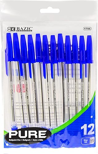 Miniatura 8 de BAZIC - Bolígrafo de color negro puro, 0.039in, escritura suave, para profesores de escuela de oficina (paquete de 12), 1 paquete