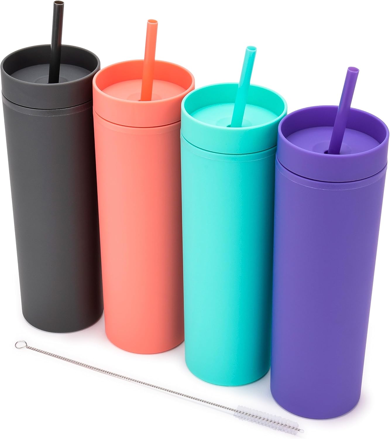 Earth Drinkware SKINNY TUMBLERS (4 pack) Matte Pastel Colored Acrylic