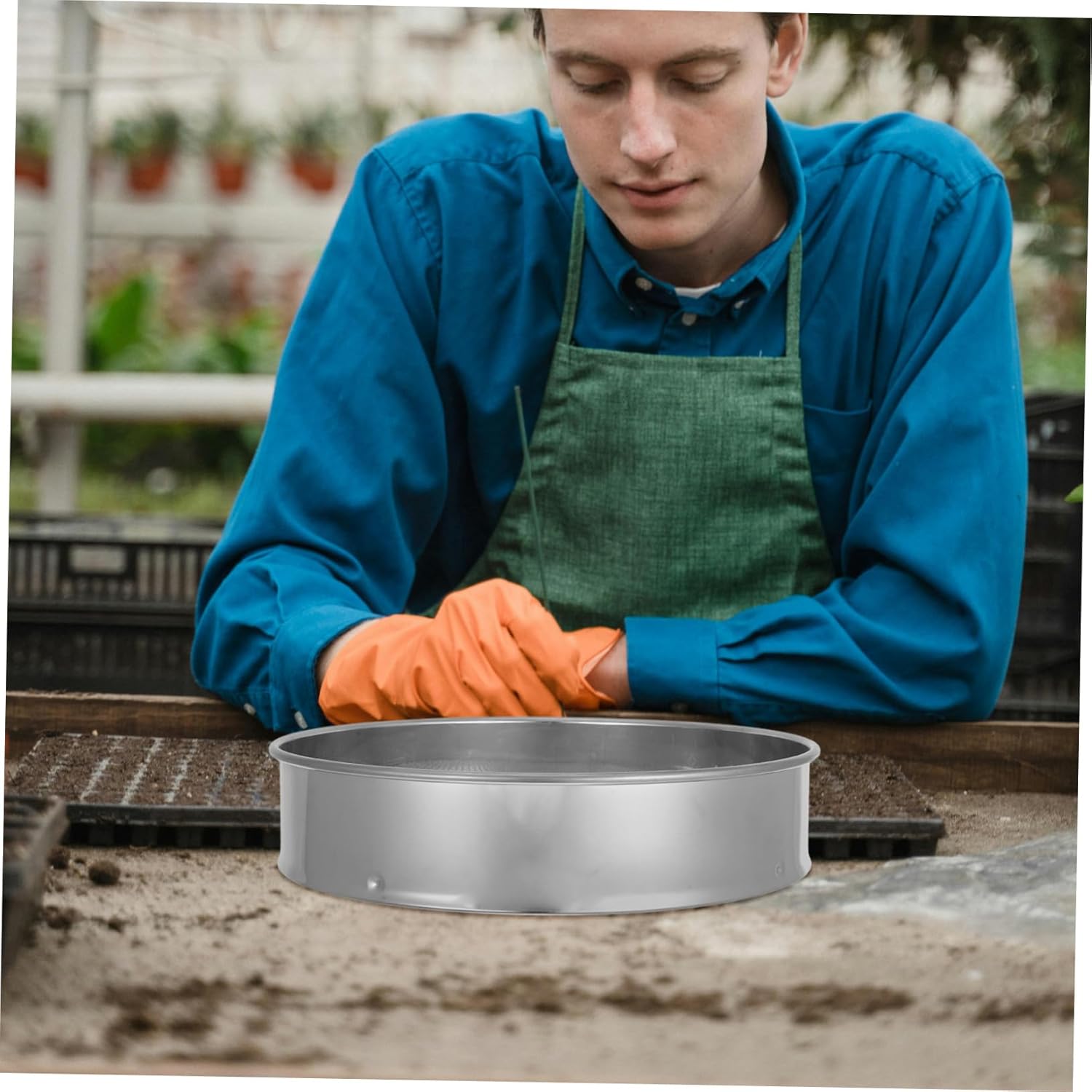 Manual Soil Sieve Multi-Function Sifting Pan Soil Mesh Sieve for Rocks Sifter Essential Tool for Gardening