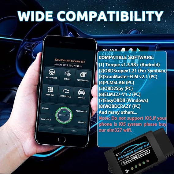 ماسح ضوئي OBD2 Bluetooth ELM327 v1.4 مزود بشريحة PIC18F25K80 الأصلية،وقارئ رموز السيارة متوافق مع مركبات 1996+، ويعمل مع تطبيق عزم الدوران في Android وWindows ونظام Symbian (وليس iOS)