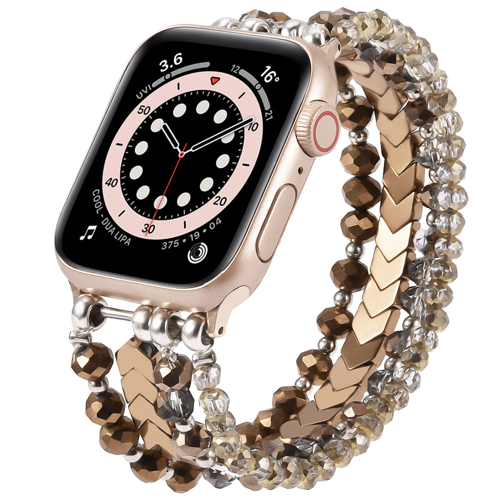 MOFREE Beaded Bracelet Compatible for Apple Watch Band 38mm 40mm 41mm 42mm 44mm 45mm Women,Fashion Handmade Elastic Stretch Strap for iWatch Series SE 8 7 6 5 4 3 2 1