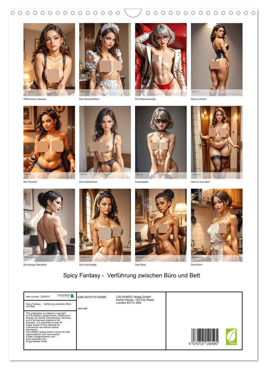 Spicy Fantasy - Seduction between office and bed UK-Version (Wall Calendar 2026 DIN A3 Portrait), CALVENDO 12 Month Wall Calendar โ image 1