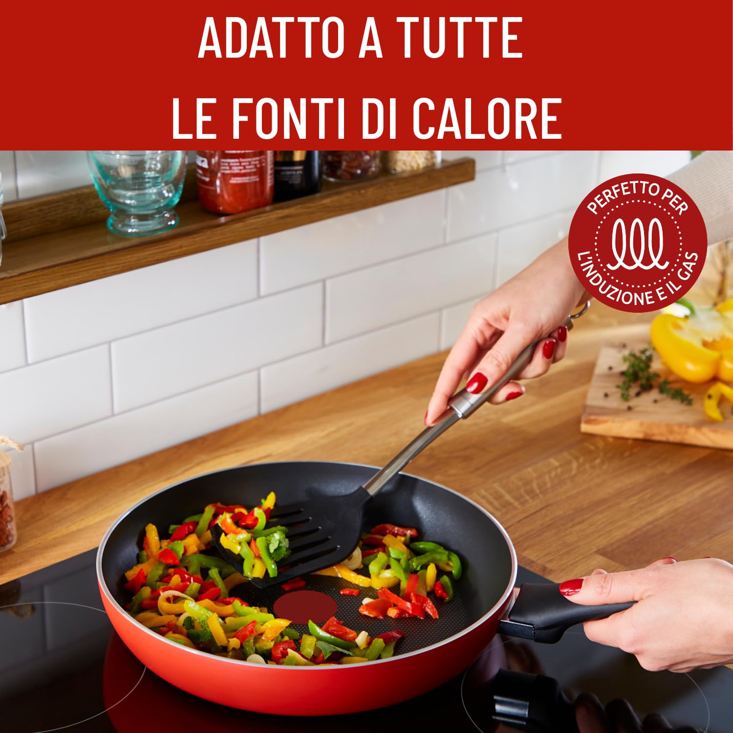 Lagostina Cucina Mediterranea Set di Padelle Antiaderenti in Alluminio Ø 20/24/28 cm, 3 Pezzi, Batteria Pentole Induzione, Gas e Forno, Indicatore Cottura Thermo-Signal, Manici Ergonomici in Bakelite