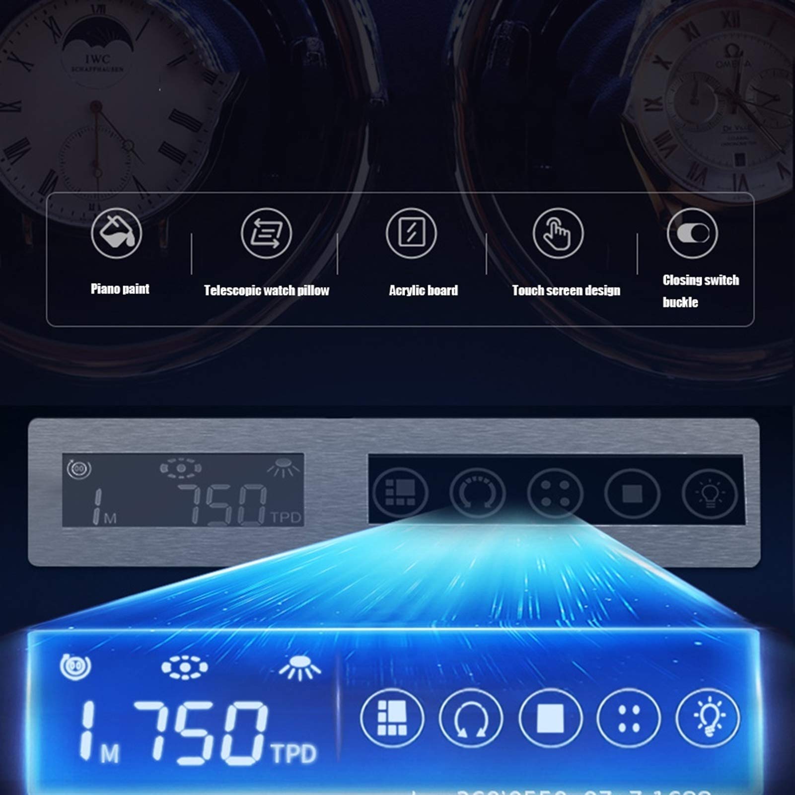 Orologi Auto -tornanti per 3 Orologi per Tutti Gli Orologi Meccanici Automatici con Motore Tranquillo e Luce a LED