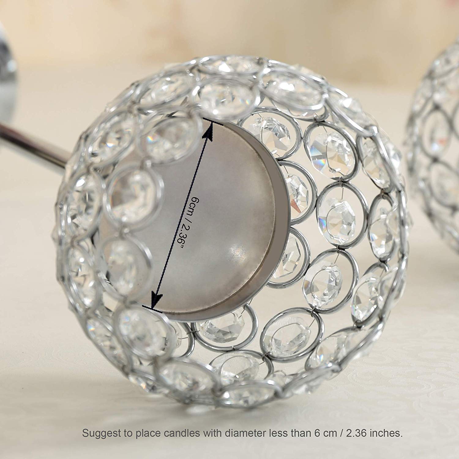 VINCIGANT Crystal Hurricane Candle Holder Silver Candl...B07537FCLK