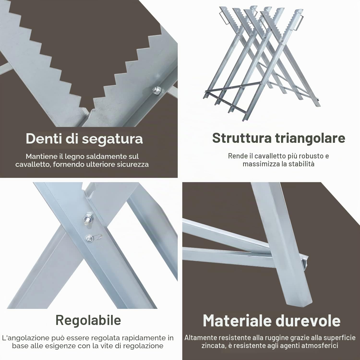 Cavalletto per segatura pieghevole, supporto per segatura, 81 x 80 x 80 cm, supporto per sega per segatura del legno con capacità di 150 kg, cavalletto per motosega per lavori di segatura del