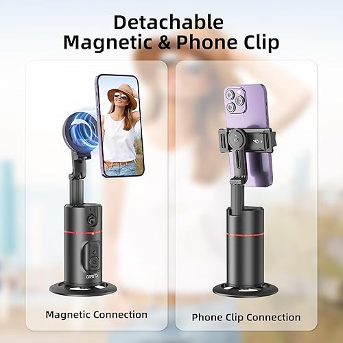 Miniatura 2 de Soporte para teléfono de seguimiento facial automático, trípode magnético de seguimiento facial con rotación de 360 grados con soporte y control