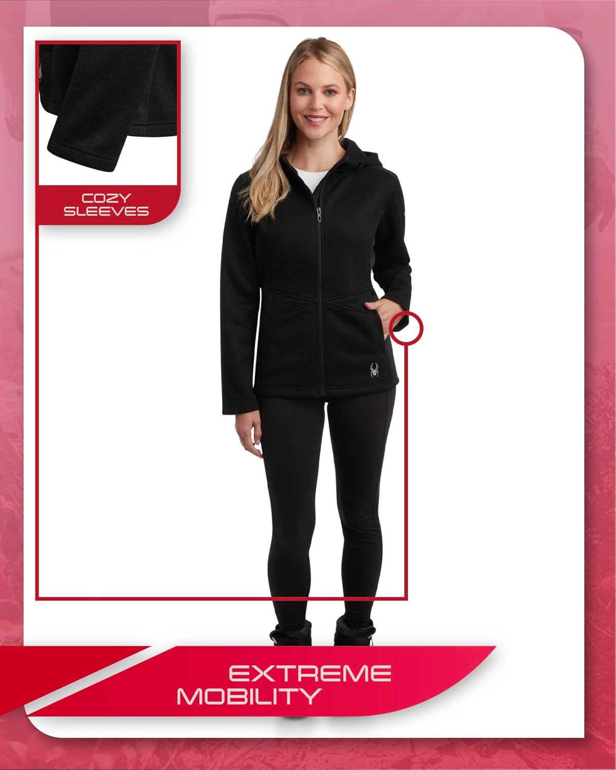 Spyder Womens Fleece Jacket - Lightweight Polar Fleece Windbreaker Jacket Women Active Zip Up Hooded Sweaters for Women - Image 4