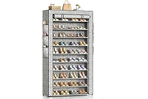 10 Tiers Heavy Duty Stackable Shoe Rack Organizer with Waterproof Covers