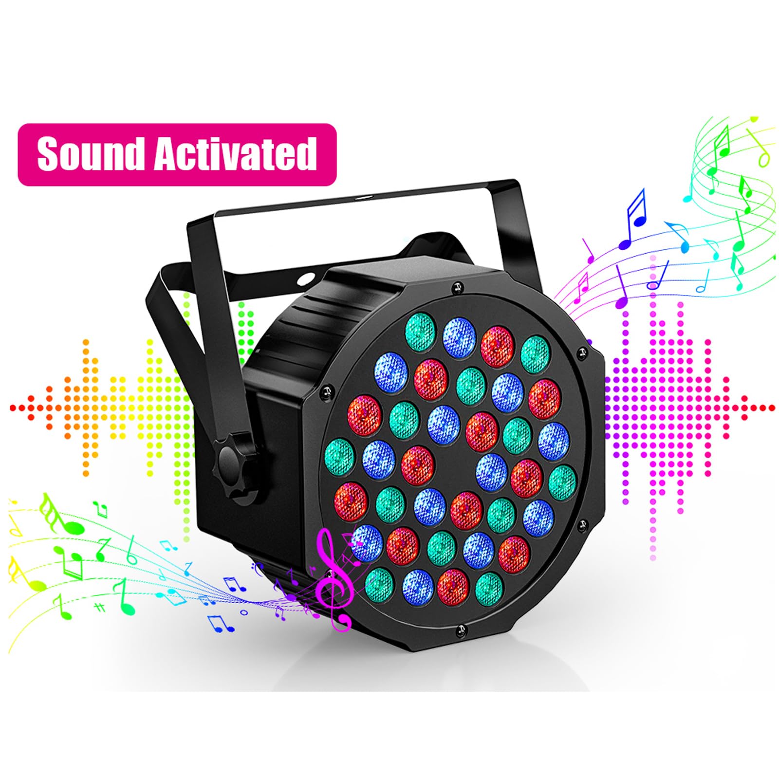 UKing 4PCS LED Strahler Akku, RGB 36 LED Par Wiederaufladbar Bühnenlicht, Party Lichter 7 Modi Lichteffekte mit Fernbedienung und Sound Aktiviert für DJ Disco Hochzeit Weihnachten Bühnenbeleuchtung